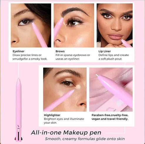 4-in-1 Luxury Makeup Pen – Eyeliner, Lip Liner, Brow & Highlighter in One