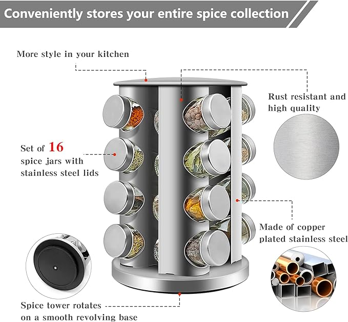 16-Jar Rotating Spice Storage