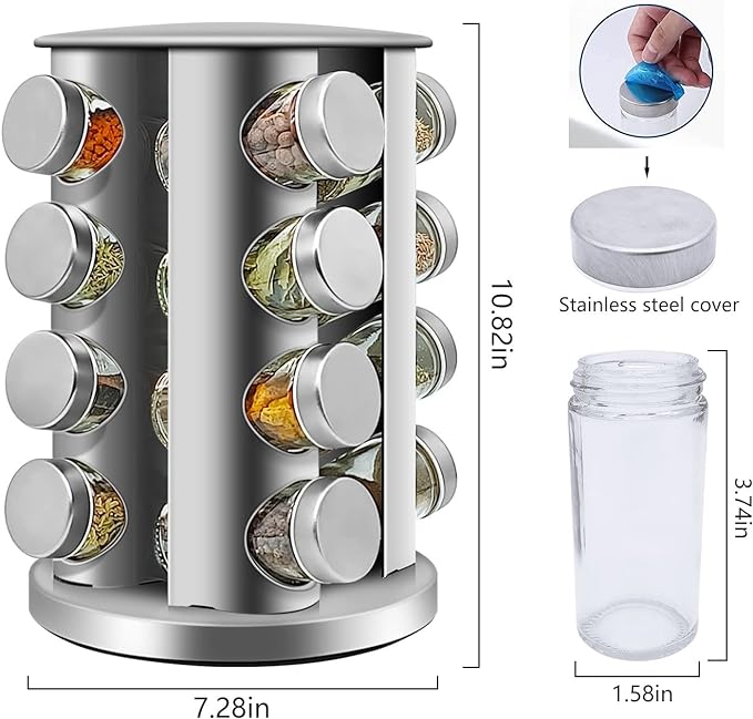 16-Jar Rotating Spice Storage
