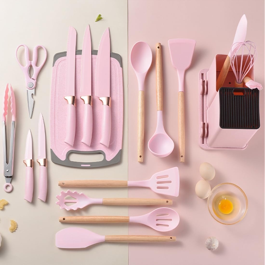 19 Pcs Kitchen Cooking Utensils and Knife Set with Block SKU: WB-UA1511