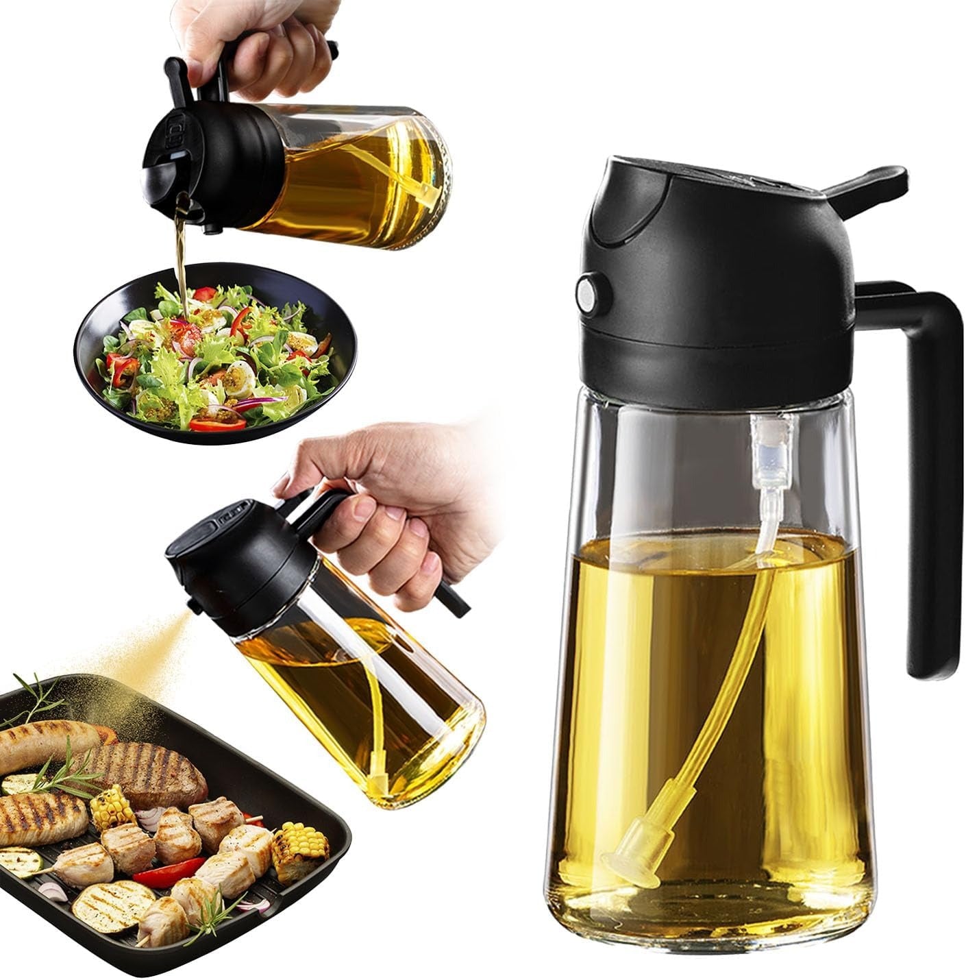2-in-1 Oil Dispenser & Sprayer – Precision Pour & Spray for Healthier Cooking