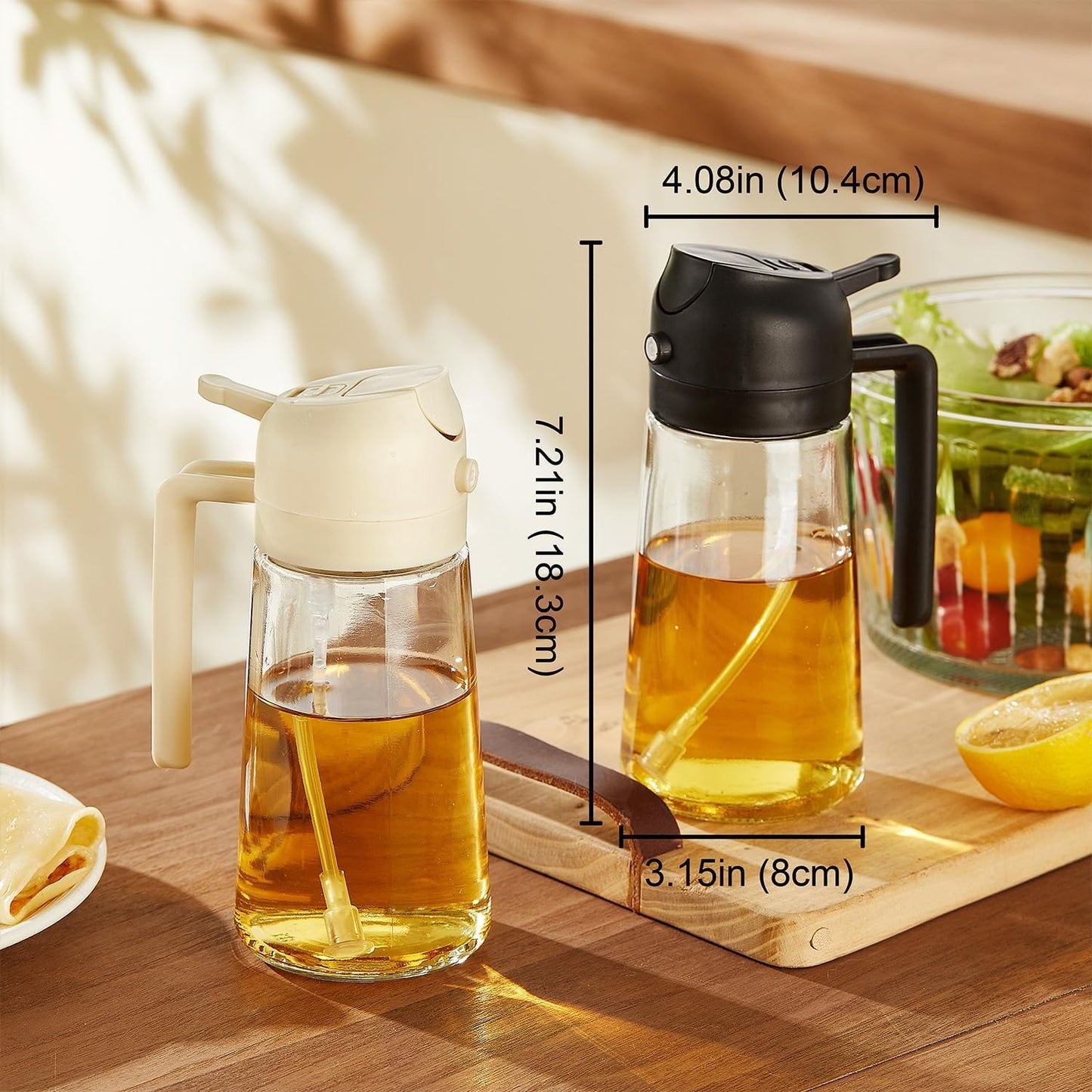 2-in-1 Oil Dispenser & Sprayer – Precision Pour & Spray for Healthier Cooking