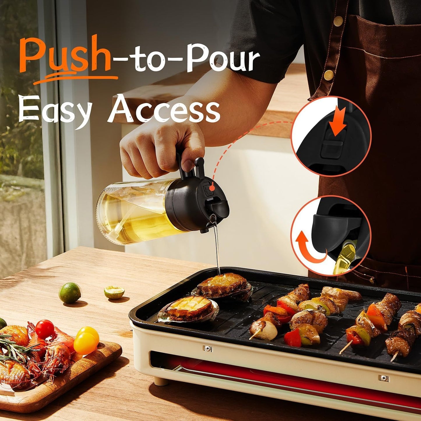 2-in-1 Oil Dispenser & Sprayer – Precision Pour & Spray for Healthier Cooking